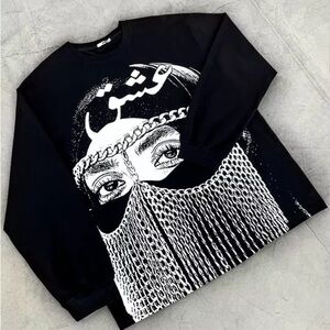 Black Graphic Long Sleeve Shirt